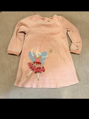 Mini Boden pink velour bunny dress 2-3T